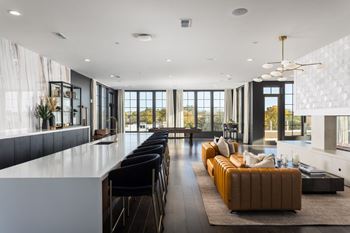 Open concept living space with kitchen island